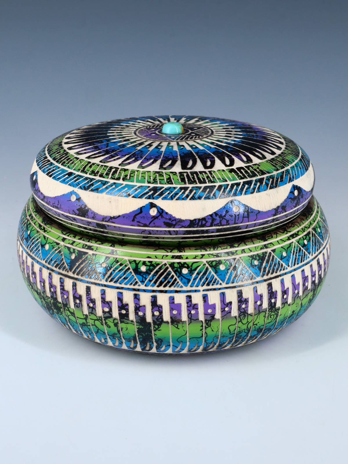 Navajo Etched Pottery Jewelry Box - PuebloDirect.com