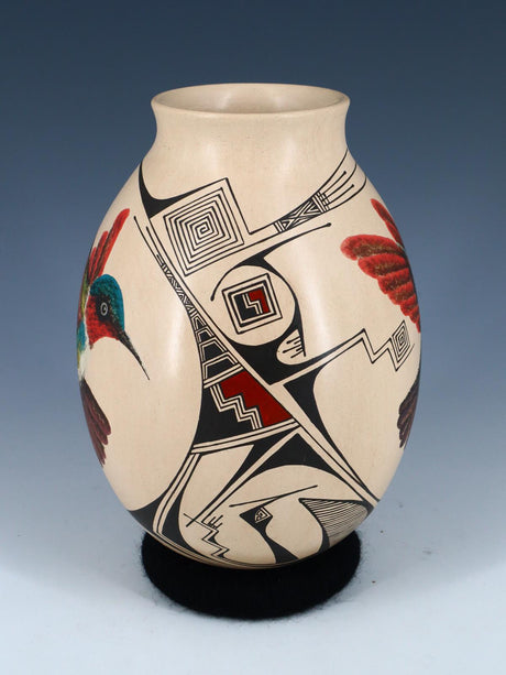 Mata Ortiz Hand Coiled Painted Bird Pottery