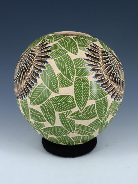 Mata Ortiz Hand Coiled Etched Owl Pottery