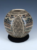 Mata Ortiz Hand Coiled Etched Owl Pottery