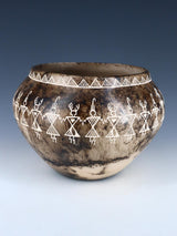 Etched Friendship Dancers Horsehair Acoma Pueblo Pottery