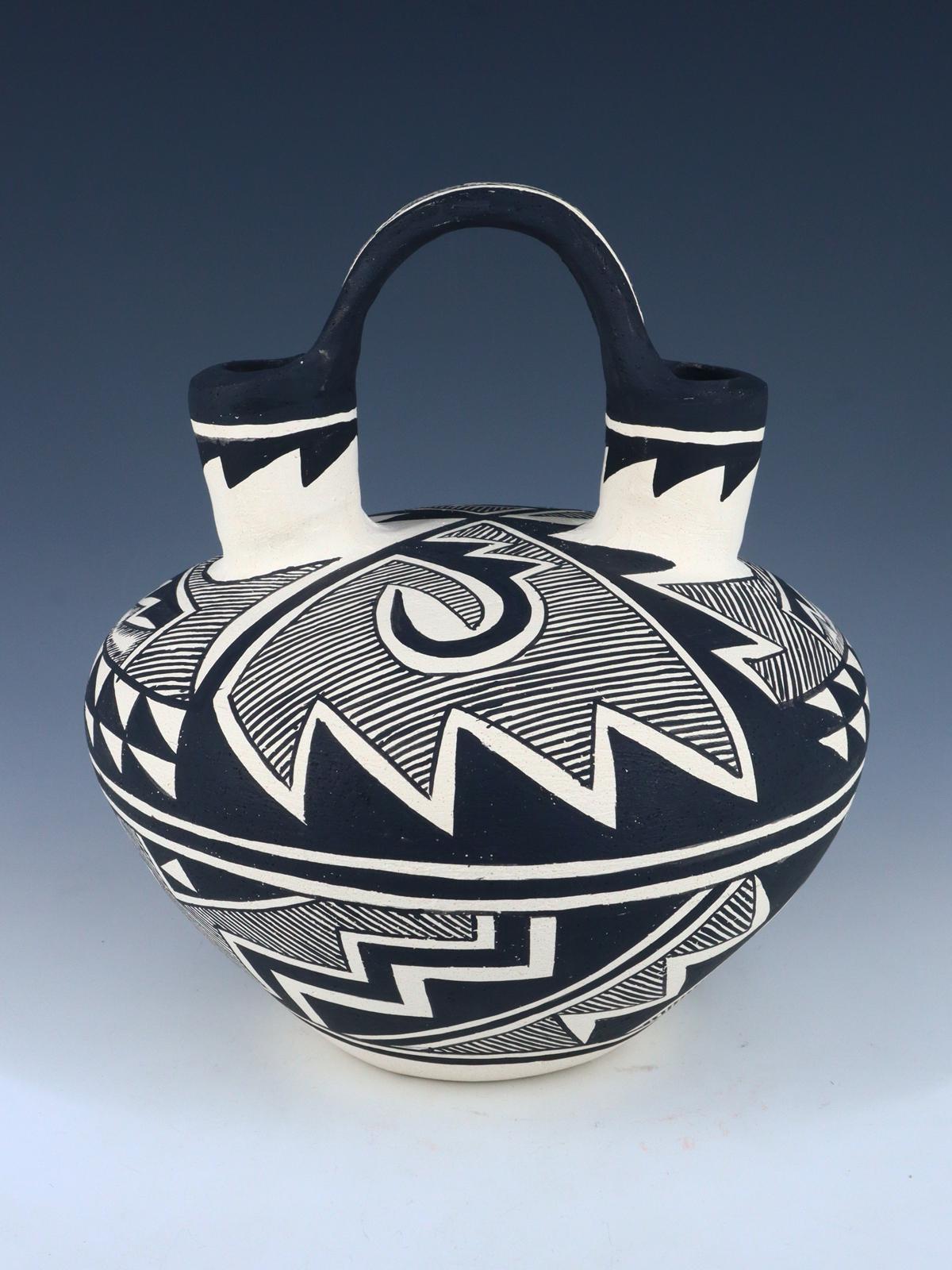 Acoma Style Hand Coiled Pottery Wedding Vase - PuebloDirect.com