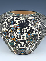 Santa Ana Etched Kokopelli Pottery Bowl