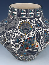 Santa Ana Etched Kokopelli Pottery Bowl