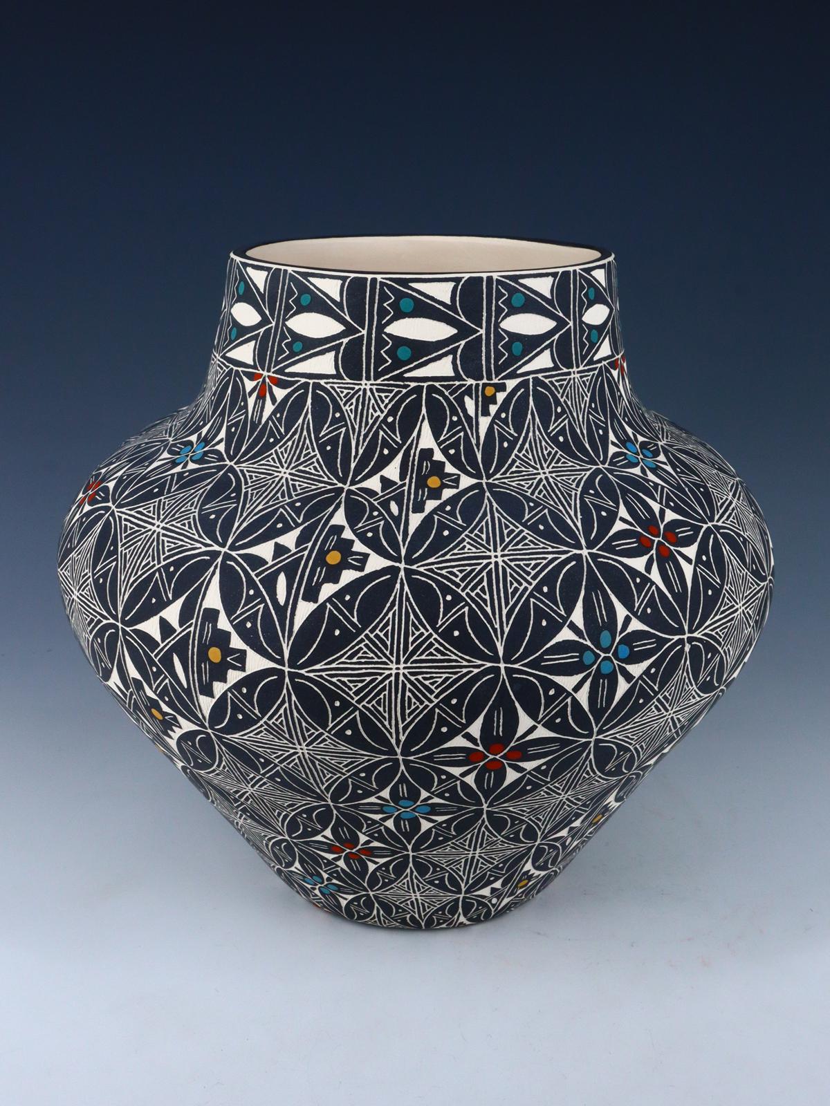 Santa Ana Etched Kokopelli Pottery Bowl