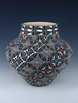 Santa Ana Etched Kokopelli Pottery Bowl