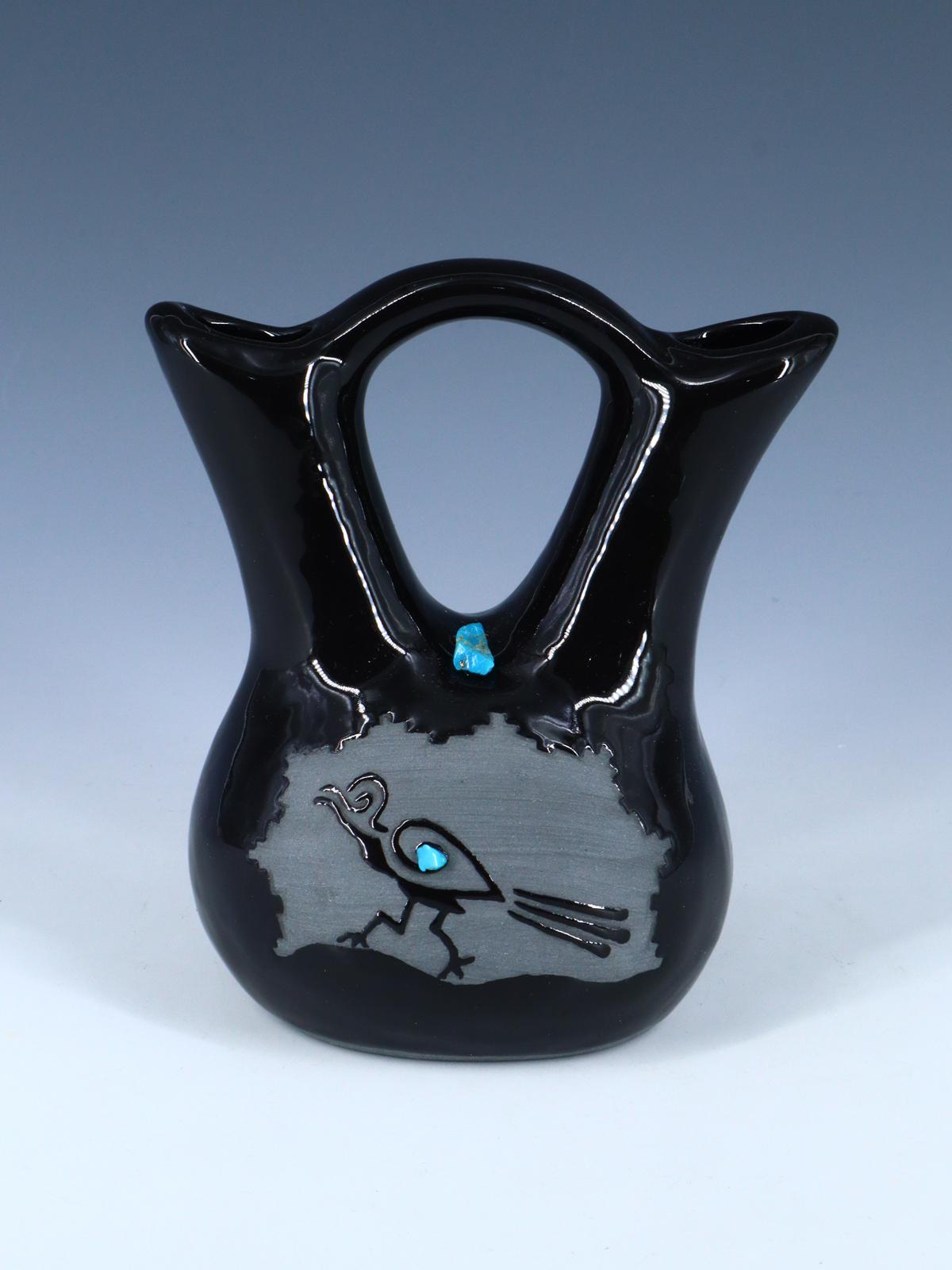 San Juan Pueblo Black Pottery Wedding Vase - PuebloDirect.com