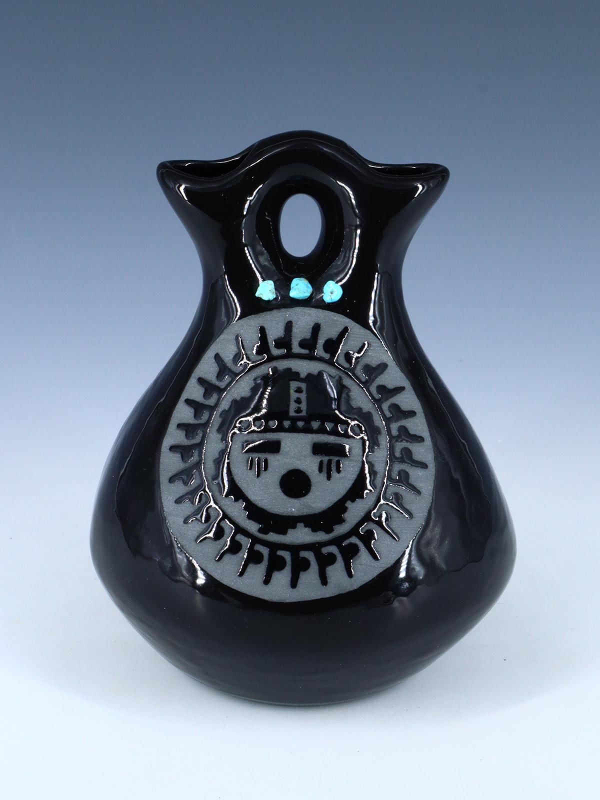 San Juan Pueblo Black Pottery Wedding Vase - PuebloDirect.com