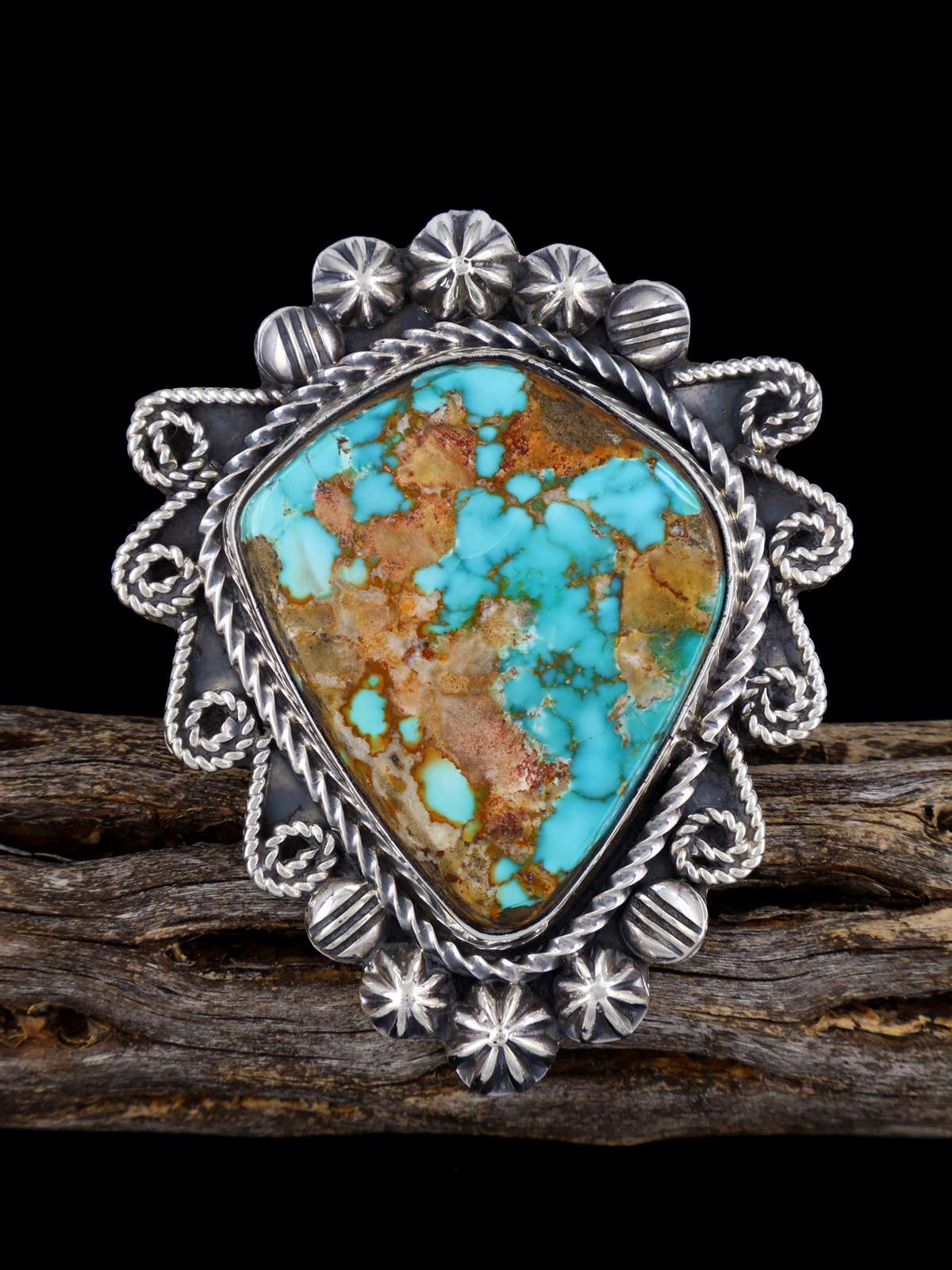 Navajo Pilot Mountain Turquoise Ring, Size 9 3/4