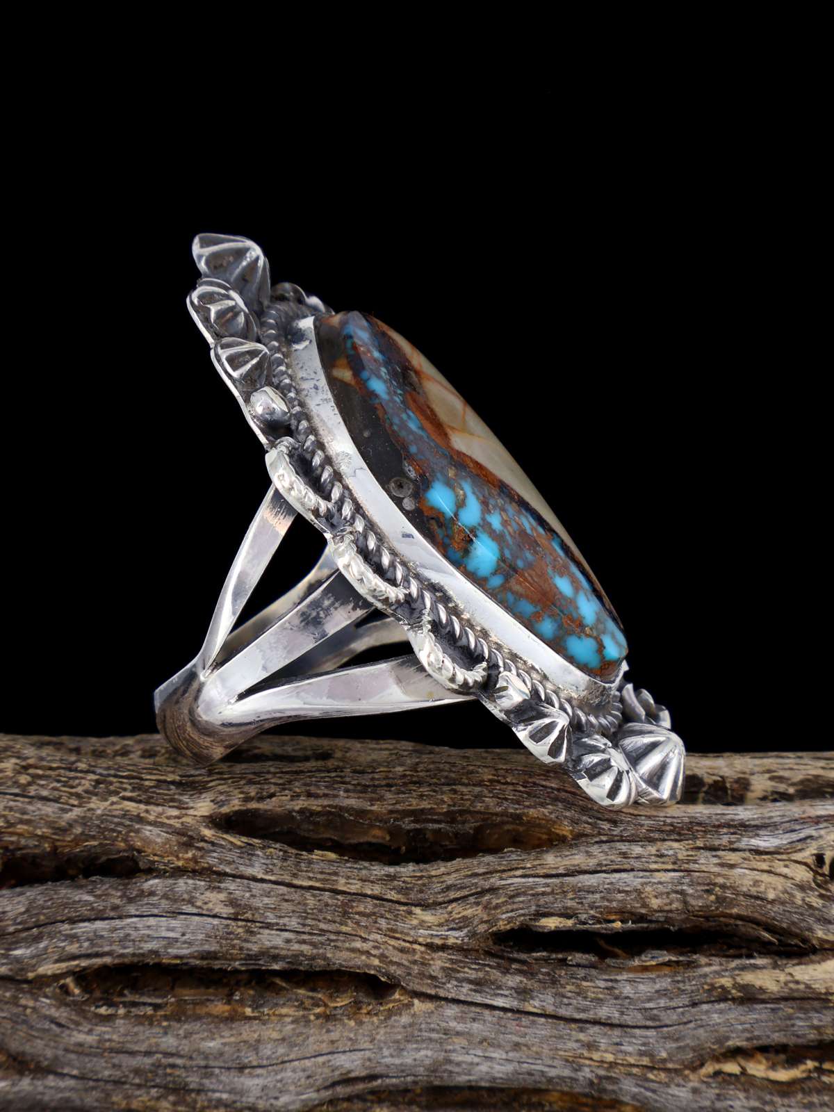 Navajo Pilot Mountain Turquoise Ring, Size 9 1/2