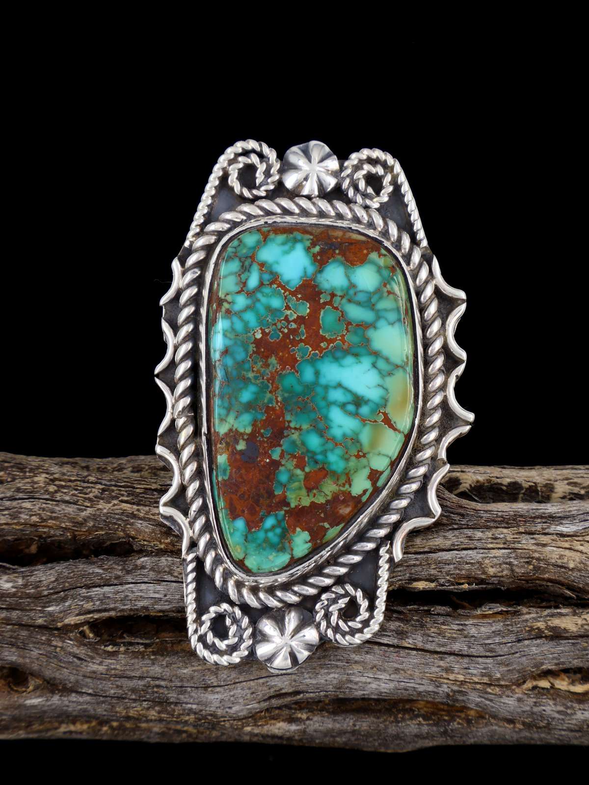 Navajo Pilot Mountain Turquoise Ring, Size 9