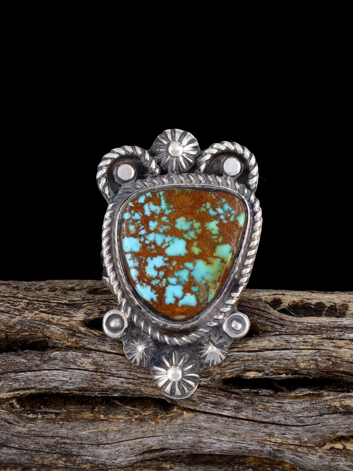 Navajo Pilot Mountain Turquoise Ring, Size 6 1/2