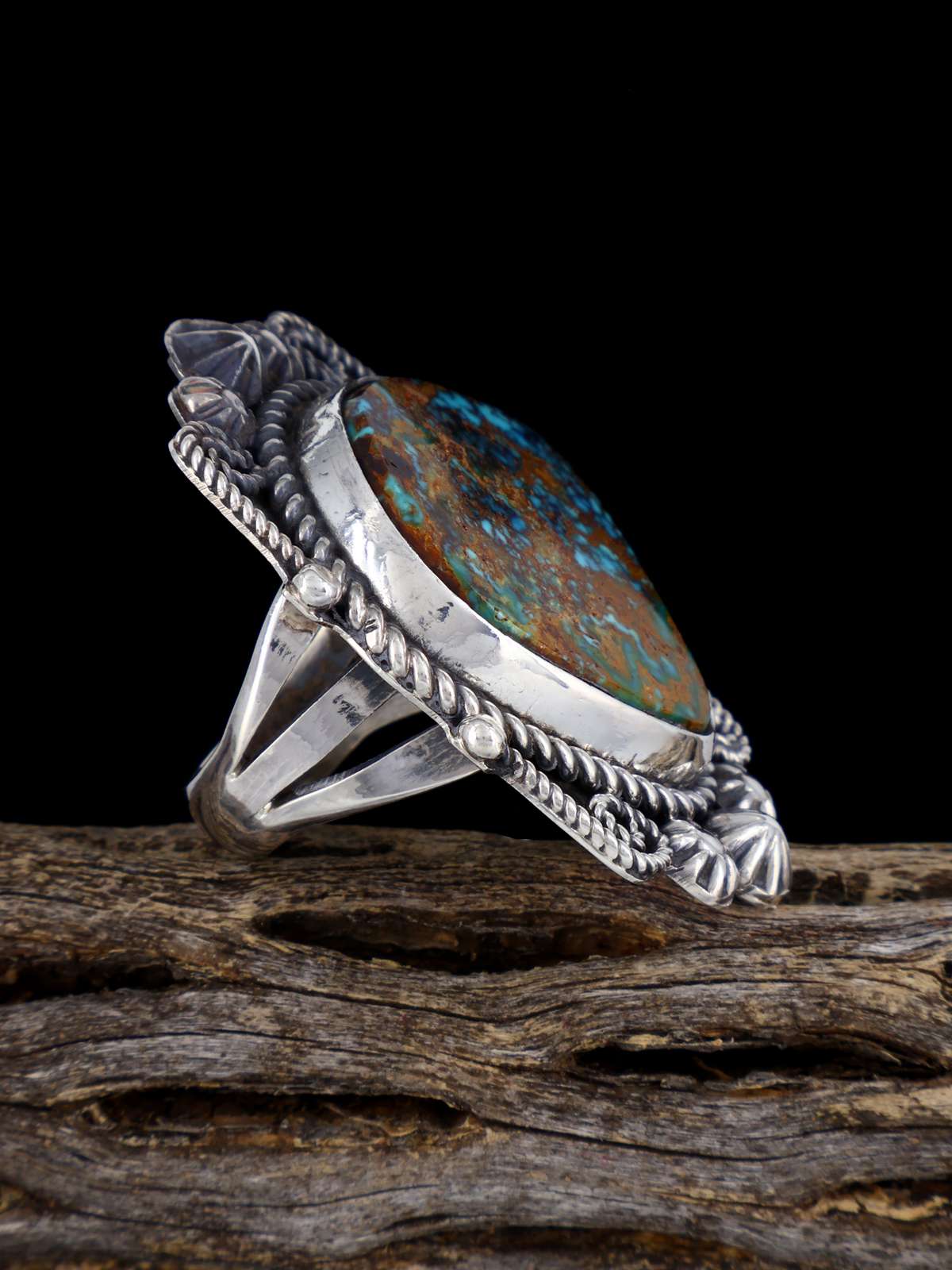 Navajo Pilot Mountain Turquoise Ring, Size 7 3/4