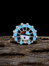 Anillo turquesa de plata de ley Vintage Estate, tamaño 8.5