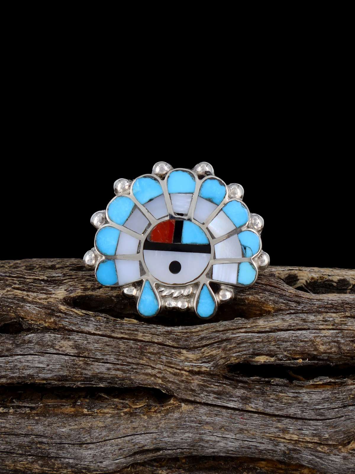 Anillo turquesa de plata de ley Vintage Estate, tamaño 8.5