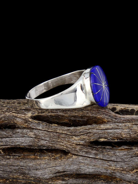 Native American Lapis Zuni Inlay Ring, Multiple Sizes