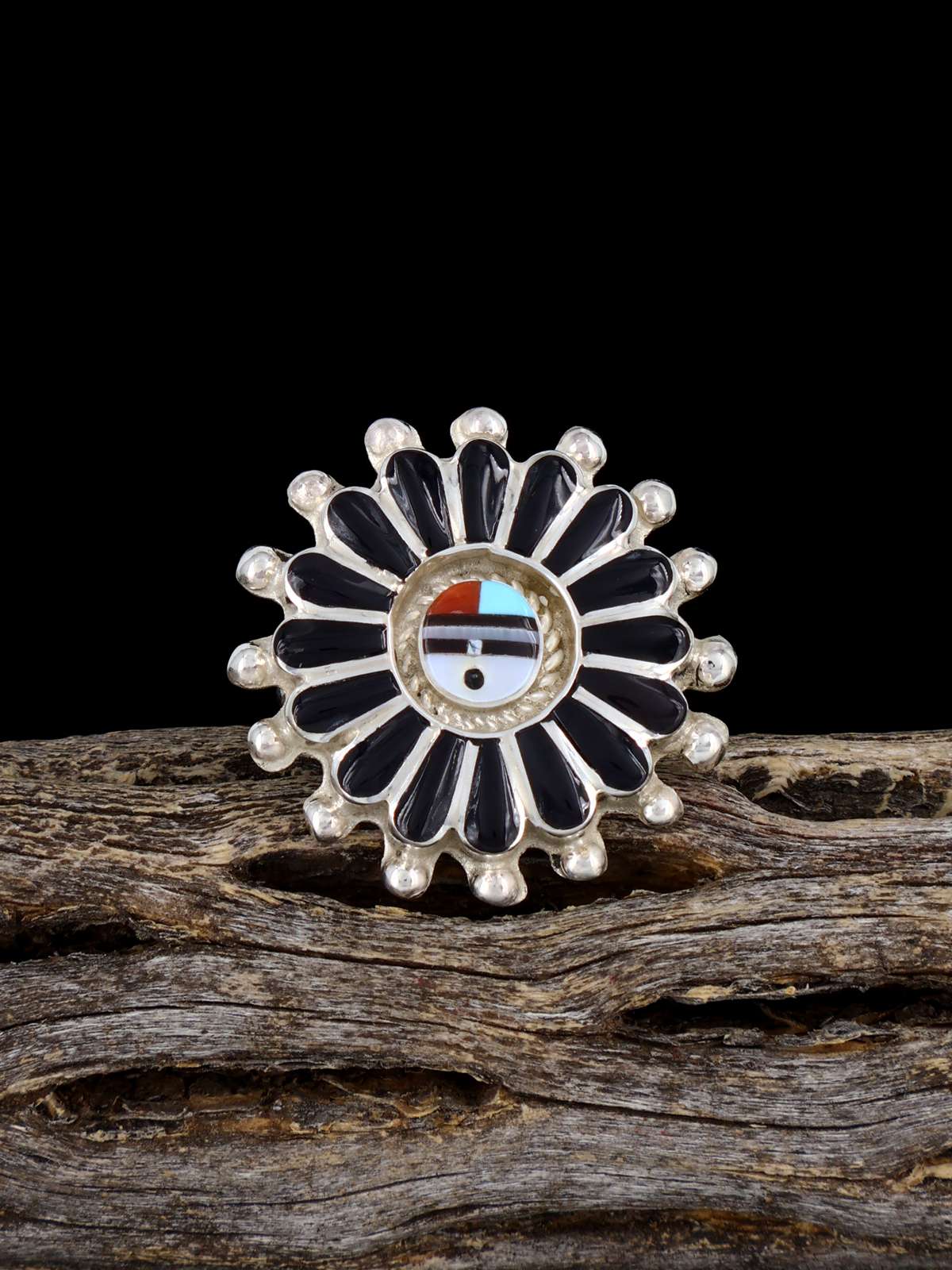 Bague turquoise en argent sterling vintage Estate, taille 8,5