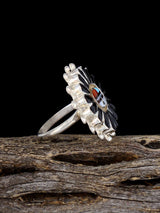 Bague turquoise en argent sterling vintage Estate, taille 8,5