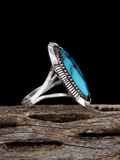 Estate Navajo Cloud Mountain Turquoise Ring, Size 9 - PuebloDirect.com