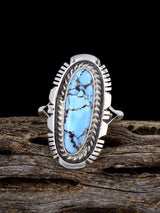 Bague turquoise de montagne de nuage naturel en argent sterling, taille 6