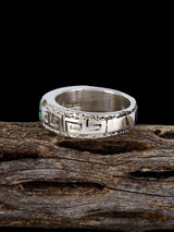 Navajo Turquoise and Opalite Inlay Ring, Size 8 1/2