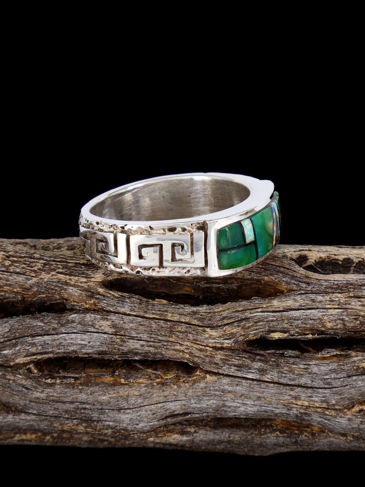 Bague incrustée de pavés turquoise, taille 12 1/2