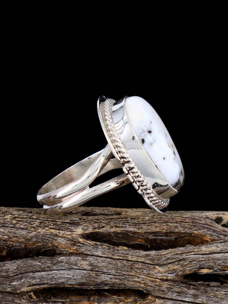 Sterling Silver White Buffalo Ring, Size 8 - PuebloDirect.com