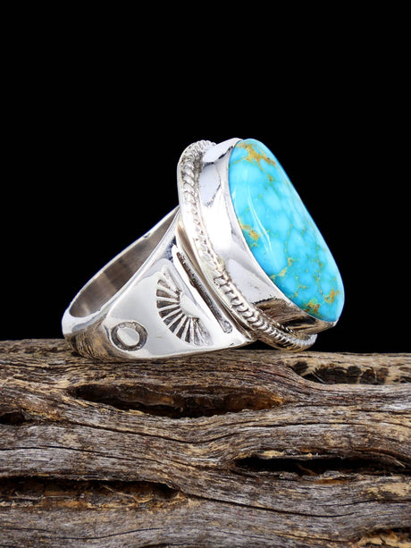 Native American Kingman Turquoise Ring, Size 10 1/4 - PuebloDirect.com