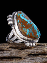 Navajo Pilot Mountain Turquoise Ring, Size 8 1/4 - PuebloDirect.com
