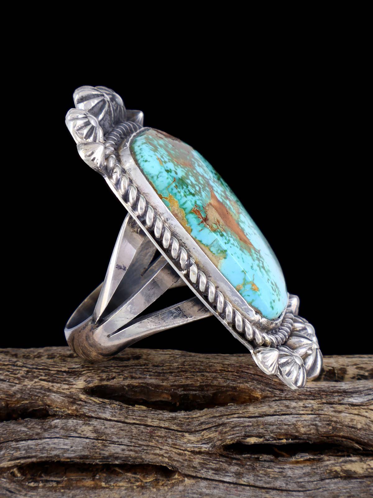 Navajo Pilot Mountain Turquoise Ring, Size 10 1/2 - PuebloDirect.com