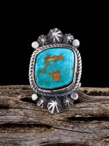 Navajo Pilot Mountain Turquoise Ring, Size 6 - PuebloDirect.com