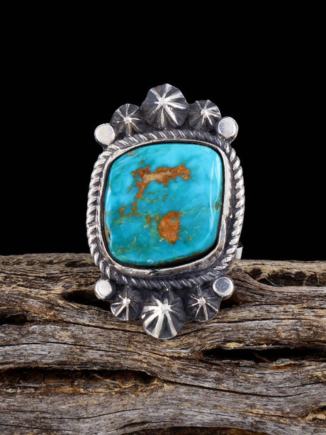 Navajo Pilot Mountain Turquoise Ring, Size 6 - PuebloDirect.com