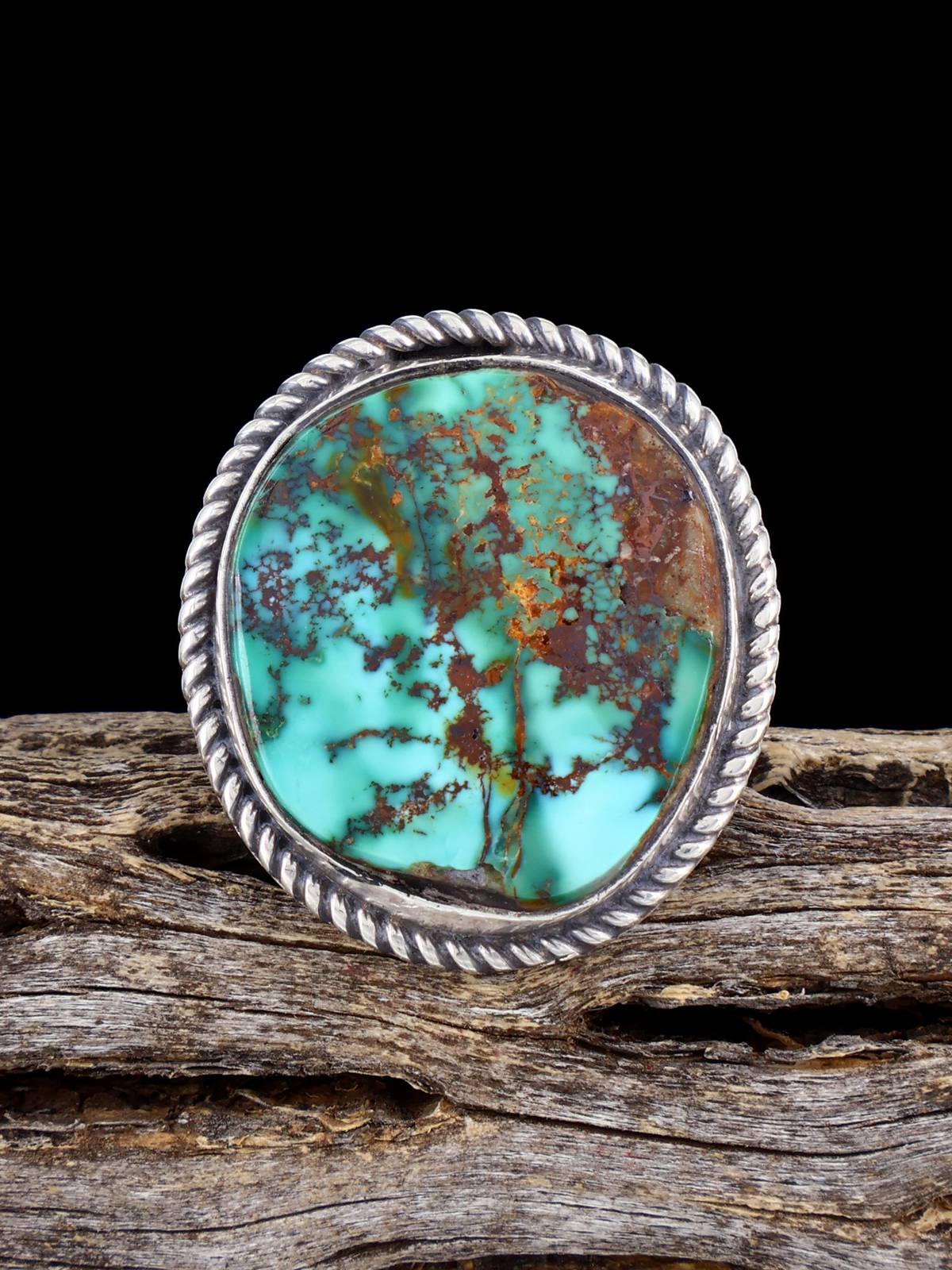 Navajo Pilot Mountain Turquoise Ring, Size 7 - PuebloDirect.com