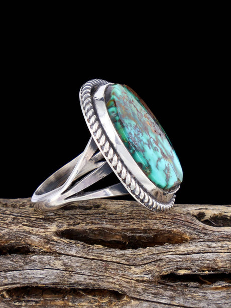 Navajo Pilot Mountain Turquoise Ring, Size 7 - PuebloDirect.com