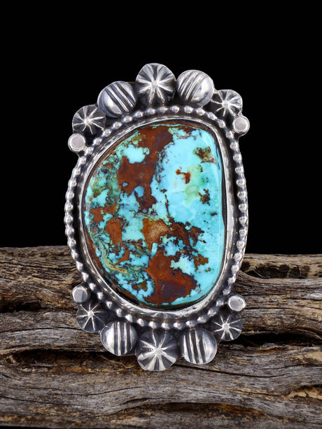 Navajo Pilot Mountain Turquoise Ring, Size 7 1/2 - PuebloDirect.com