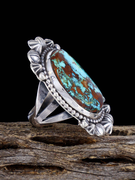 Navajo Pilot Mountain Turquoise Ring, Size 7 1/2 - PuebloDirect.com