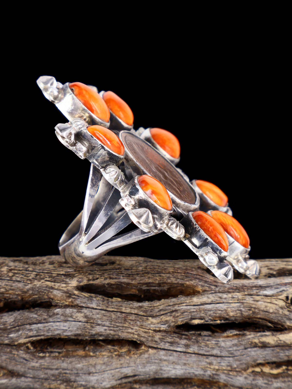Navajo Spiny Oyster Indian Head Penny Ring, Size 9 1/2 - PuebloDirect.com