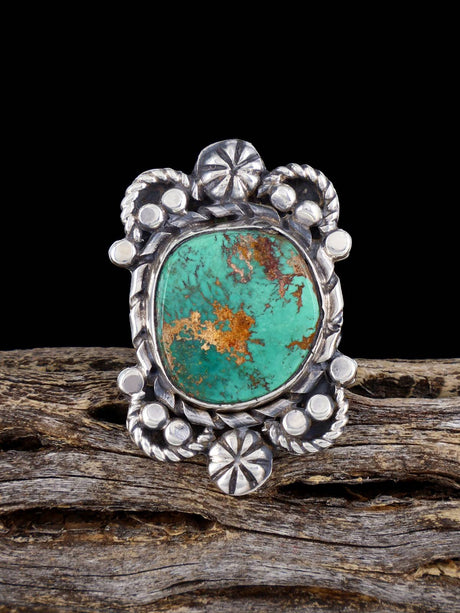 Navajo Pilot Mountain Turquoise Ring, Size 6 3/4 - PuebloDirect.com