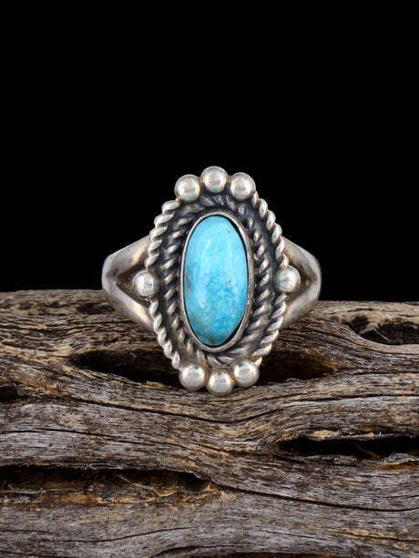 Vintage Native American Sterling Silver Turquoise Ring, Size 6 - PuebloDirect.com