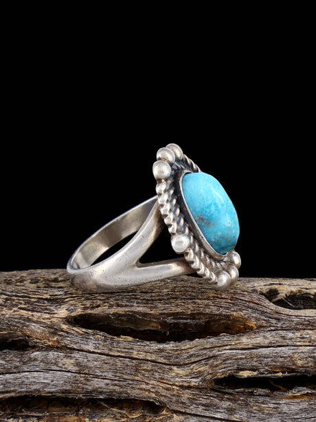 Vintage Native American Sterling Silver Turquoise Ring, Size 6 - PuebloDirect.com