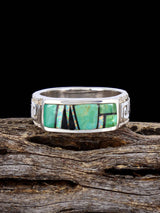 Navajo Turquoise and Opalite Inlay Ring, Size 9 - PuebloDirect.com