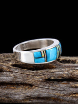 Navajo Turquoise and Opalite Inlay Ring, Size 11 - PuebloDirect.com