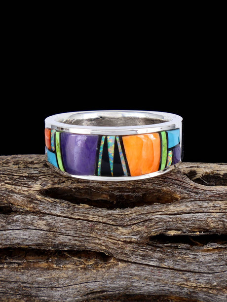 Navajo Multistone Inlay Ring, Size 9 - PuebloDirect.com