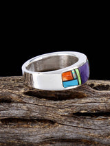 Navajo Multistone Inlay Ring, Size 9 - PuebloDirect.com