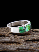 Navajo Turquoise and Opalite Inlay Ring, Size 12 - PuebloDirect.com