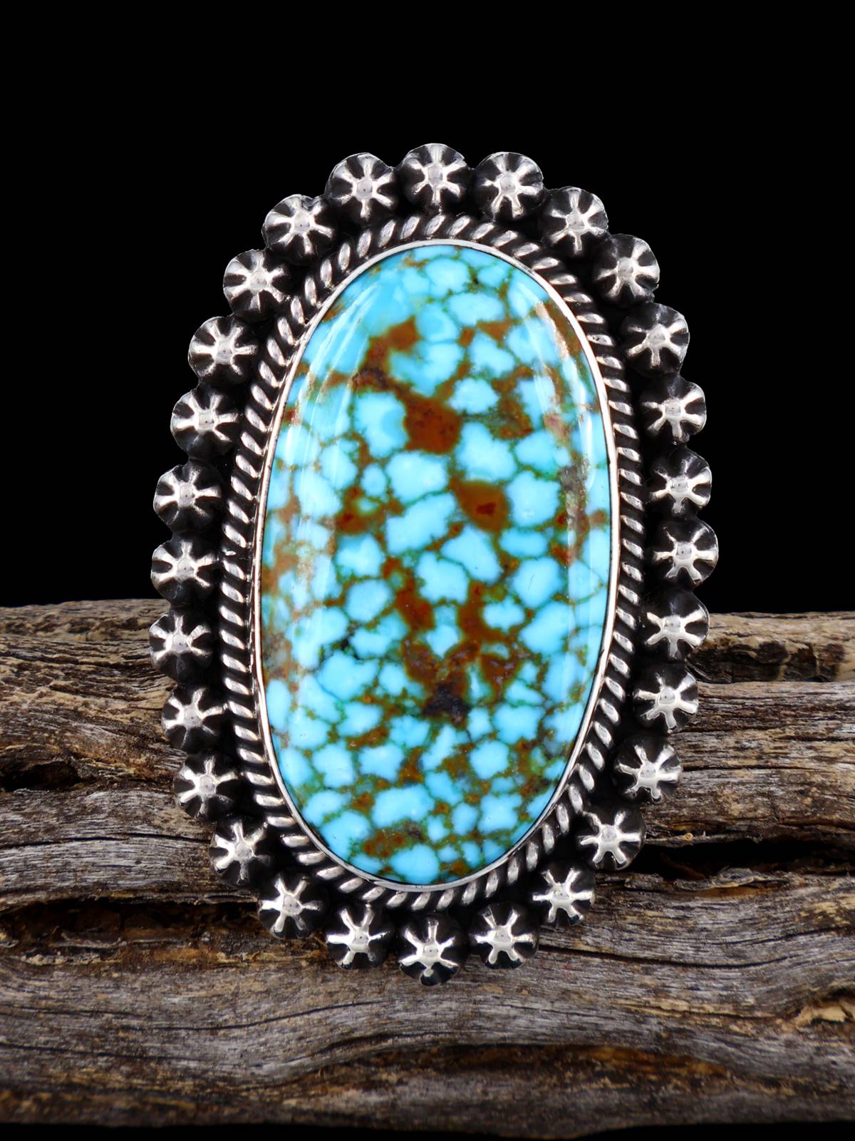Kingman Turquoise Sterling Silver Ring Size 8 - PuebloDirect.com