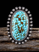 Kingman Turquoise Sterling Silver Ring Size 8 - PuebloDirect.com