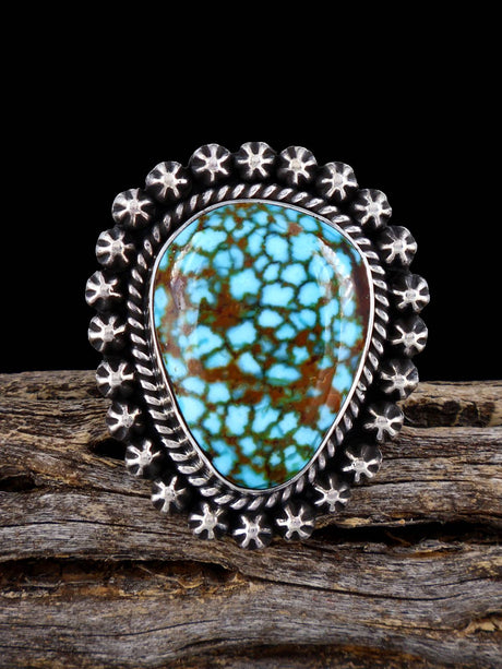 Kingman Turquoise Sterling Silver Ring Size 8 3/4 - PuebloDirect.com