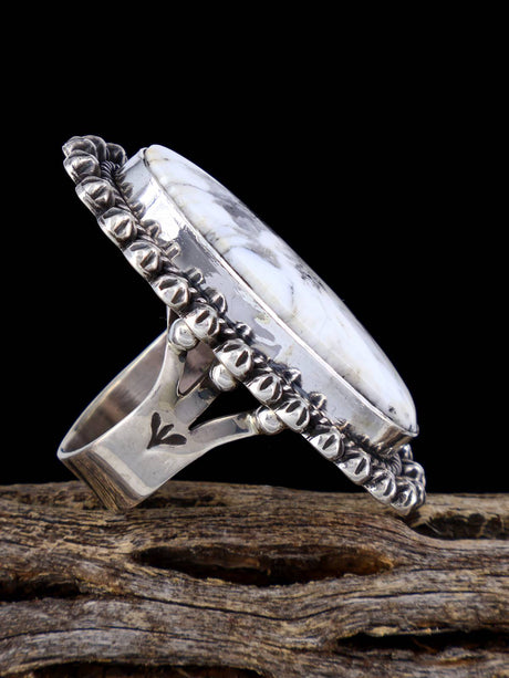 White Buffalo Sterling Silver Ring Size 8 - PuebloDirect.com