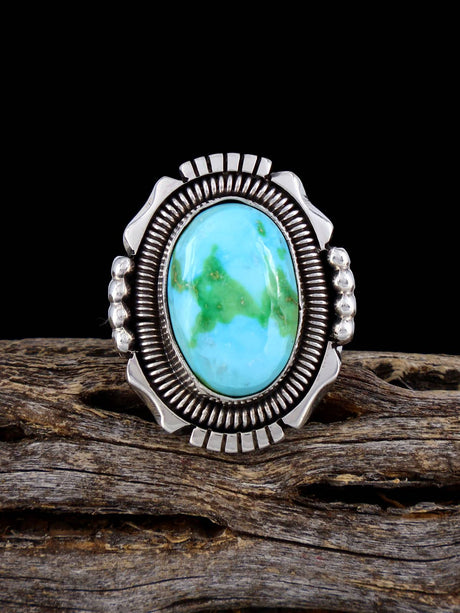 Native American Sonoran Gold Turquoise Ring, Size 7 - PuebloDirect.com